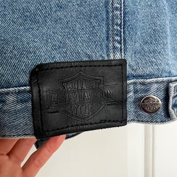 VINTAGE HARLEY DAVIDSON MOTORCYCLE BIKER DENIM VEST SIZE - Picture 3 of 4